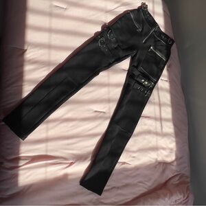 Maniere De Voir Black Buckle Skinny Pants